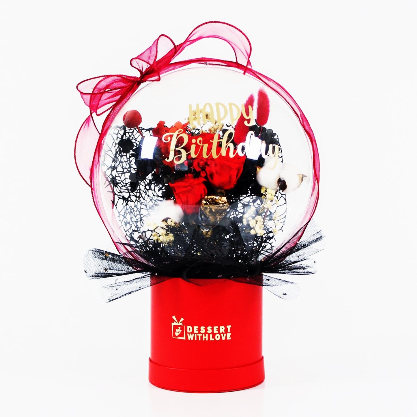 RED FOREVER | PREMIUM ACRYLIC BUBBLE BOUQUET(PRESERVED)
