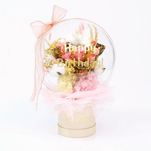 PINK & GOLD FOREVER | PREMIUM ACRYLIC BUBBLE BOUQUET(PRESERVED)