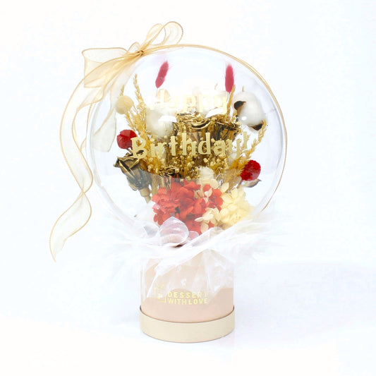 RED & GOLD FOREVER | PREMIUM ACRYLIC BUBBLE BOUQUET(PRESERVED)