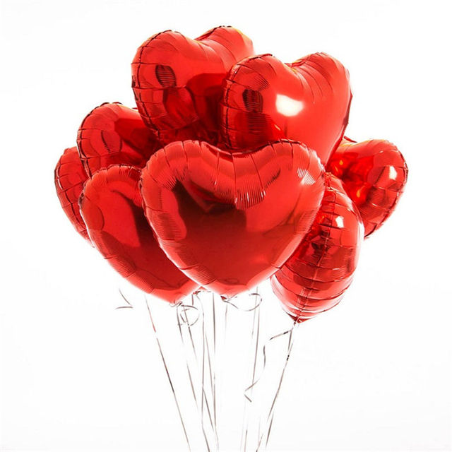 Red Heart Balloon Bouquet | 18" Helium Balloons