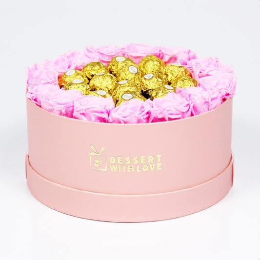 PINK ROUND BOX | FERRERO ROCHER & PINK ROSES