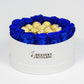 WHITE ROUND BOX | FERRERO ROCHER & NAVY BLUE ROSES
