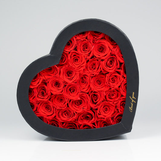 BLACK HEART BOX| RED ROSES