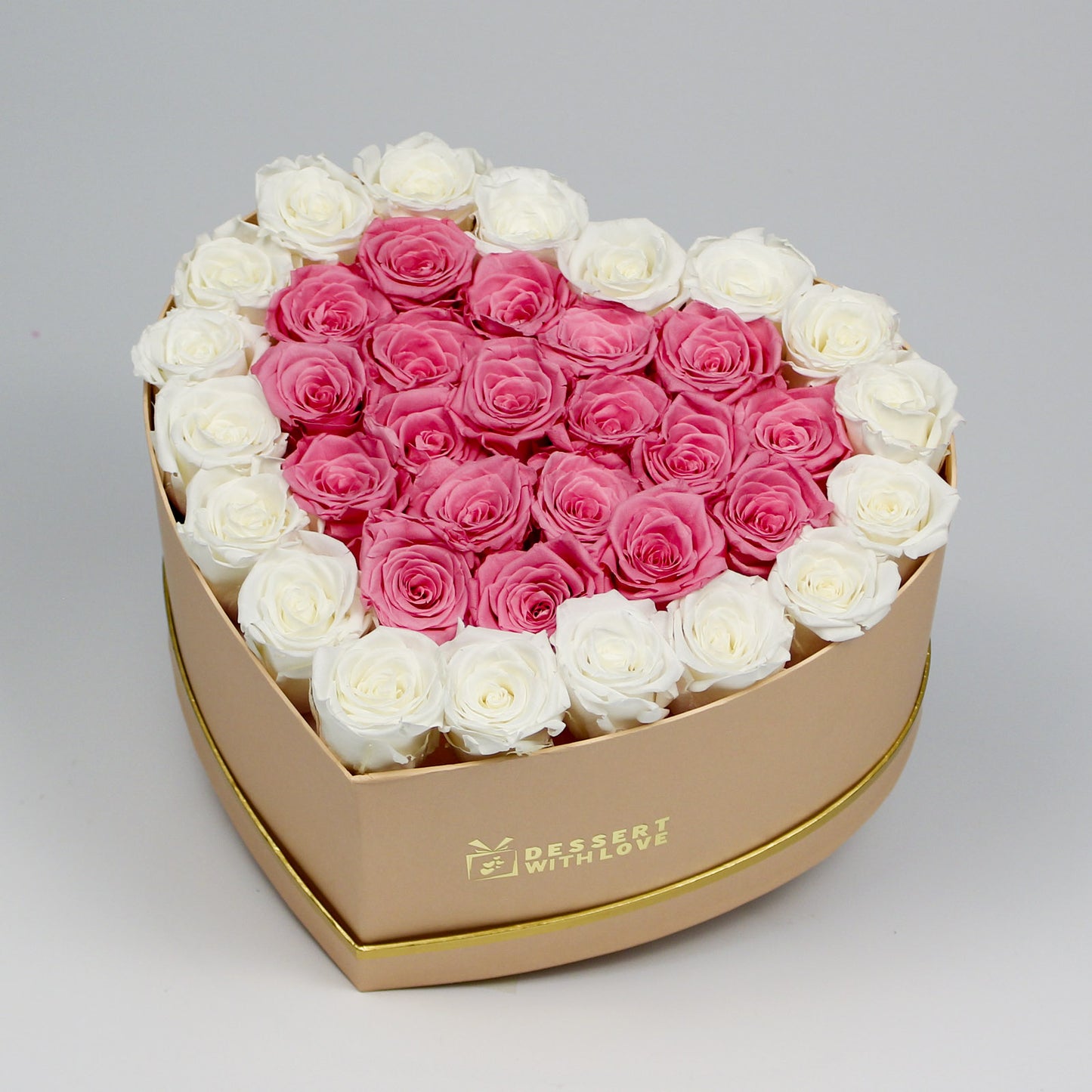 PINK HEART BOX | PINK & WHITE ROSES