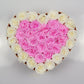 PINK HEART BOX | BRIGHT PINK & WHITE ROSES