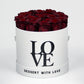 WHITE ROUND BOX | LOVE THEME | DARK RED ROSES