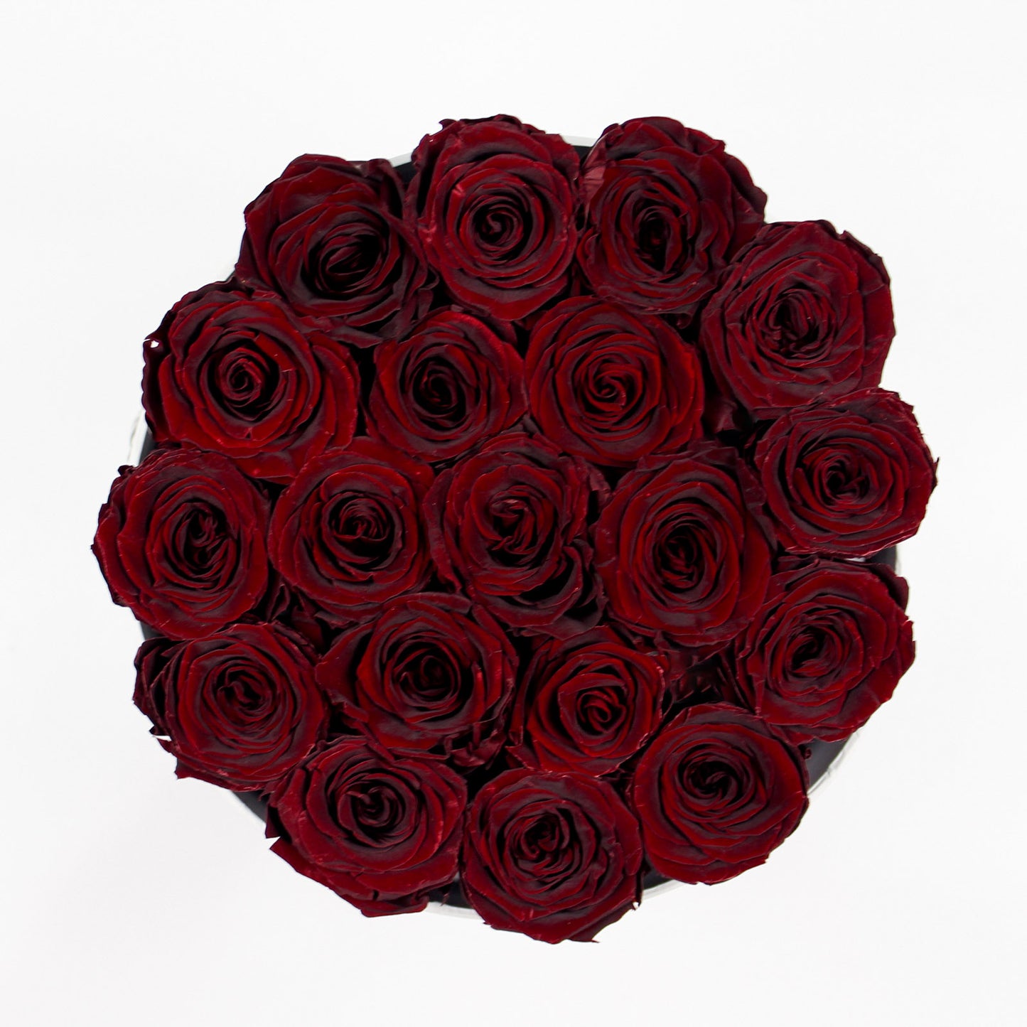 BLACK ROUND BOX | LOVE THEME | DARK RED ROSES
