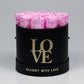 BLACK ROUND BOX | LOVE THEME | BRIGHT PINK ROSES